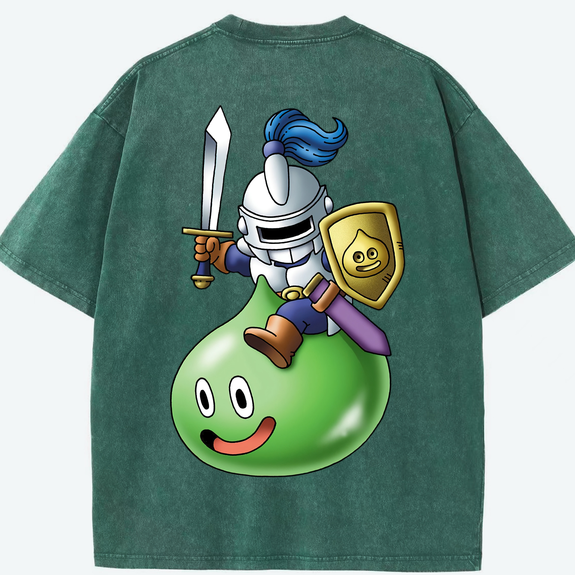 （画像用） ドラゴンクエスト Doragon Kuesuto Dragon Quest 綿100% ヴィンテージ風 半袖Tシャツ（背面プリント）